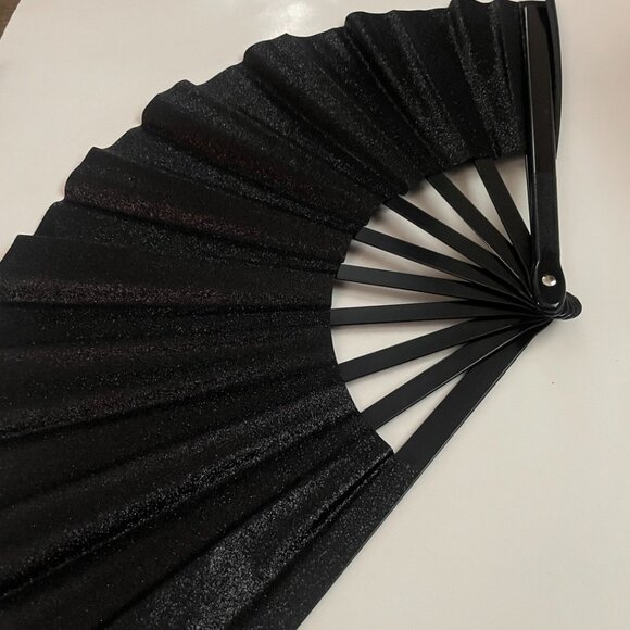 Black Glitter Folding Hand Fan – with Carry Sleeve - Picture 6 of 10